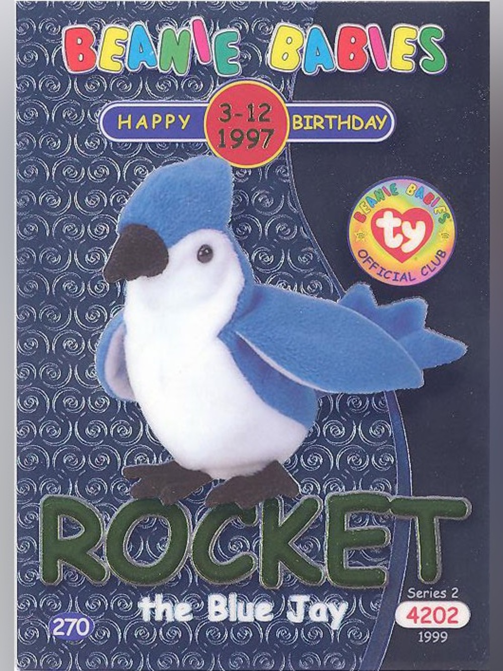 NWT Vintage Teenie Beanie Baby 1999 McDonald's x TY Rocket the Blue Jay